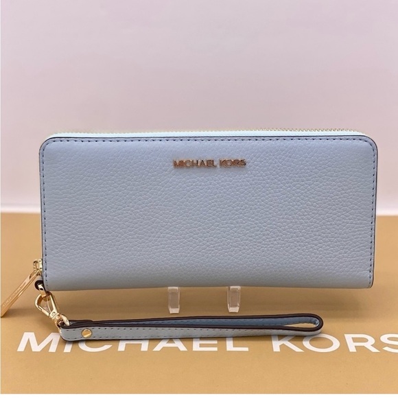 Michael Kors Large Continental Wallet Wristlet Vista Blue - Picture 10 of 12